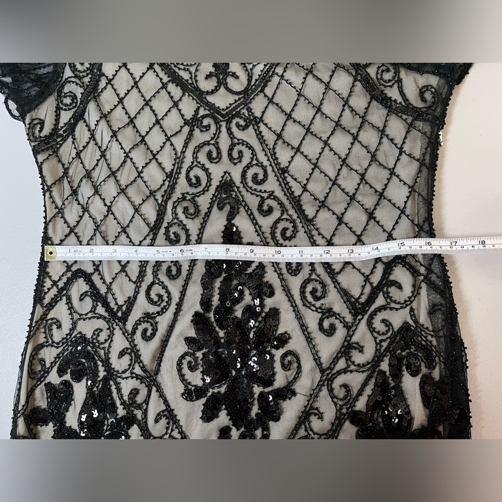 Fundaisy Elegant Black beaded and Cream cocktail, party Dress, size XL - Picture 12 of 16